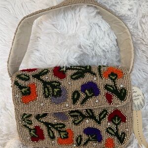 Hand Beaded Floral Mini Bag | Handmade in India | New with Tags